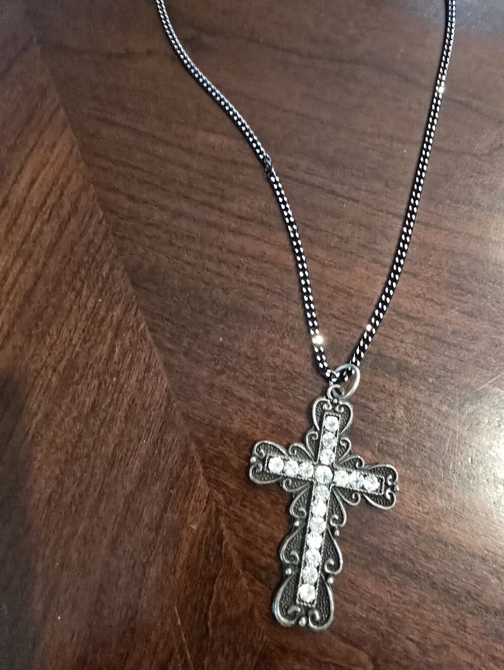 Cross Rhinestone Pendant Necklace